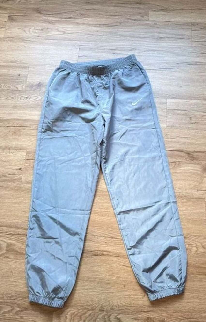 Nike Vintage Nylon Track Pants Grey Elastic Cuffs Size M